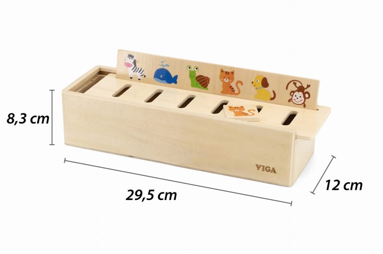 VIGA Drewniany Edukacyjny Sorter Gra Zwierzątka Owoce Warzywa Montessori