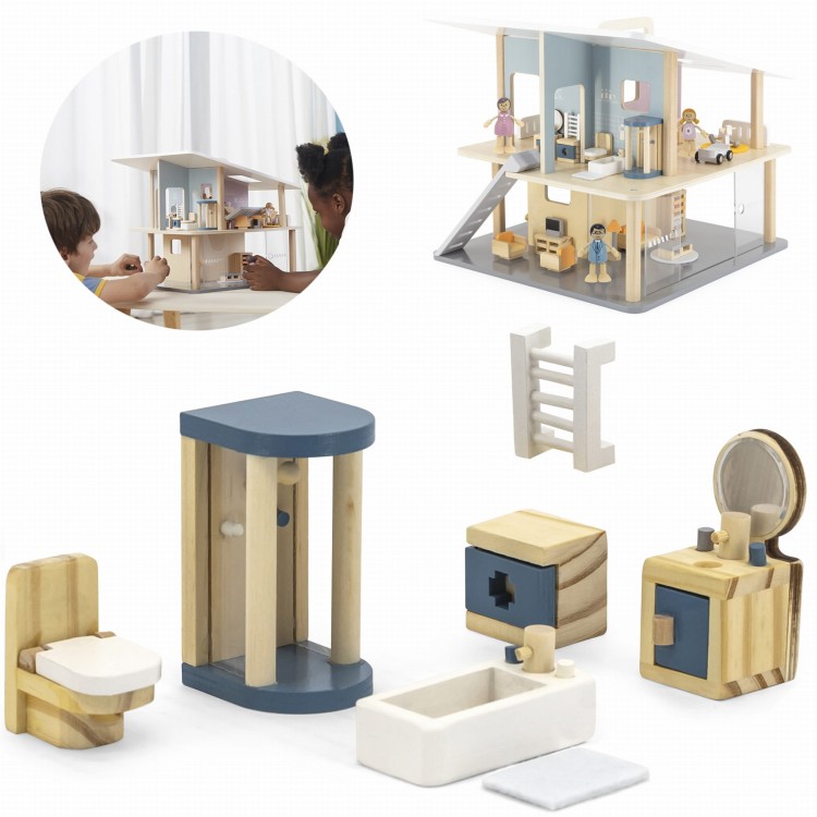 VIGA PolarB Zestaw Mebelków do Domku dla Lalek Łazienka