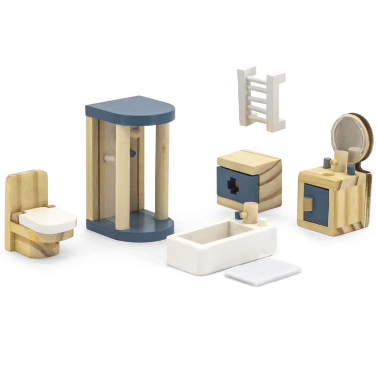 VIGA PolarB Zestaw Mebelków do Domku dla Lalek Łazienka