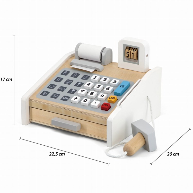 VIGA Drewniana Kasa sklepowa szaro biała