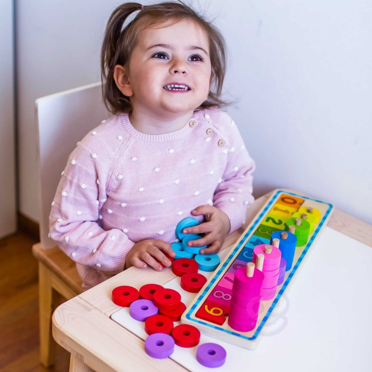 WOOPIE GREEN Układanka Nauka Liczenia i Kolorów Montessori 56 el.