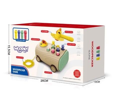 WOOPIE Gra Zręcznościowa Dzięcioł Wbijak Robaków 3w1 Wózek Ciągacz dla Niemowląt