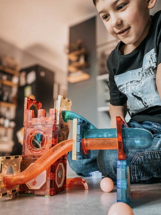 WOOPIE Klocki Magnetyczne Tor Kulkowy Świetlny 49 el.