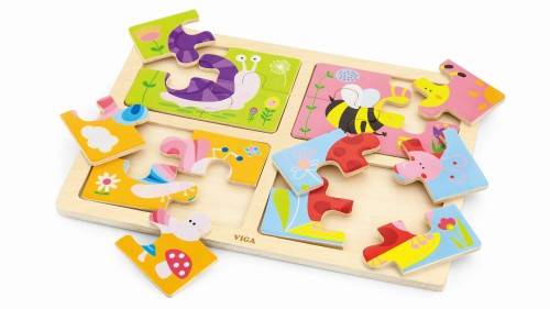 Drewniane Puzzle Owady 4w1 VIGA
