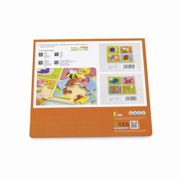 Drewniane Puzzle Owady 4w1 VIGA