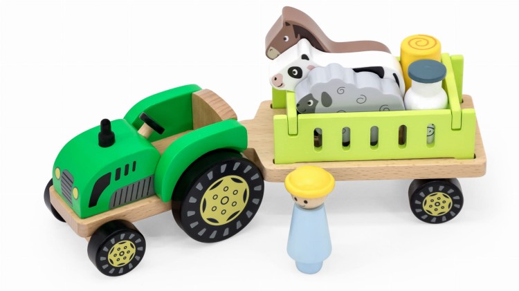 Traktor Drewniany Zwięrzatka Farma Zagroda VIGA