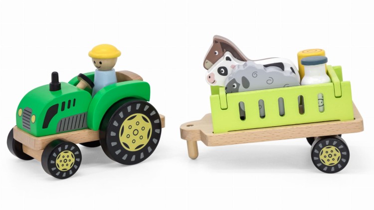 Traktor Drewniany Zwięrzatka Farma Zagroda VIGA