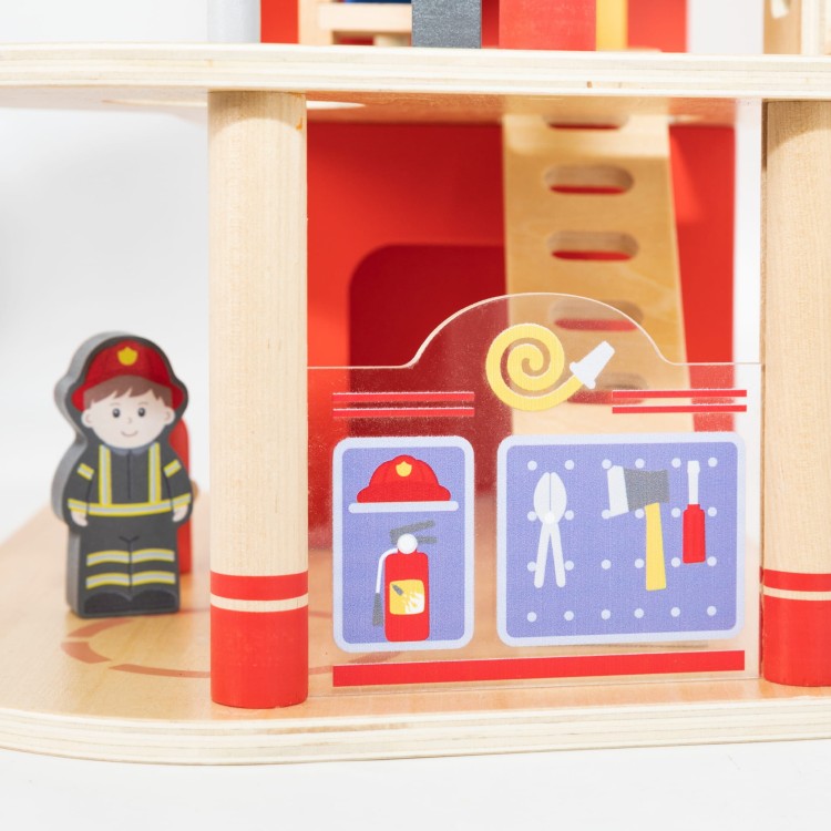 VIGA Drewniany Garaż Remiza Straży Pożarnej Zestaw 14 el