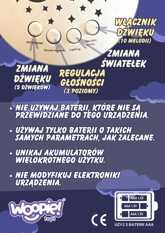 Przytulanka Usypiacz Projektor 2w1 Miś - 10 Kołysanek WOOPIE BABY