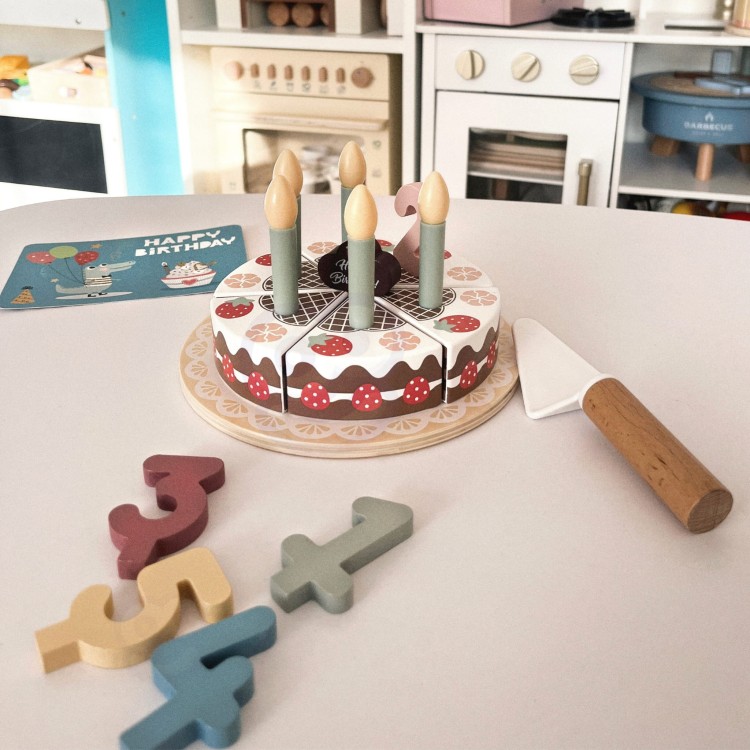 Tort Urodzinowy ze Świeczkami drewniany na rzepy TOOKY TOY