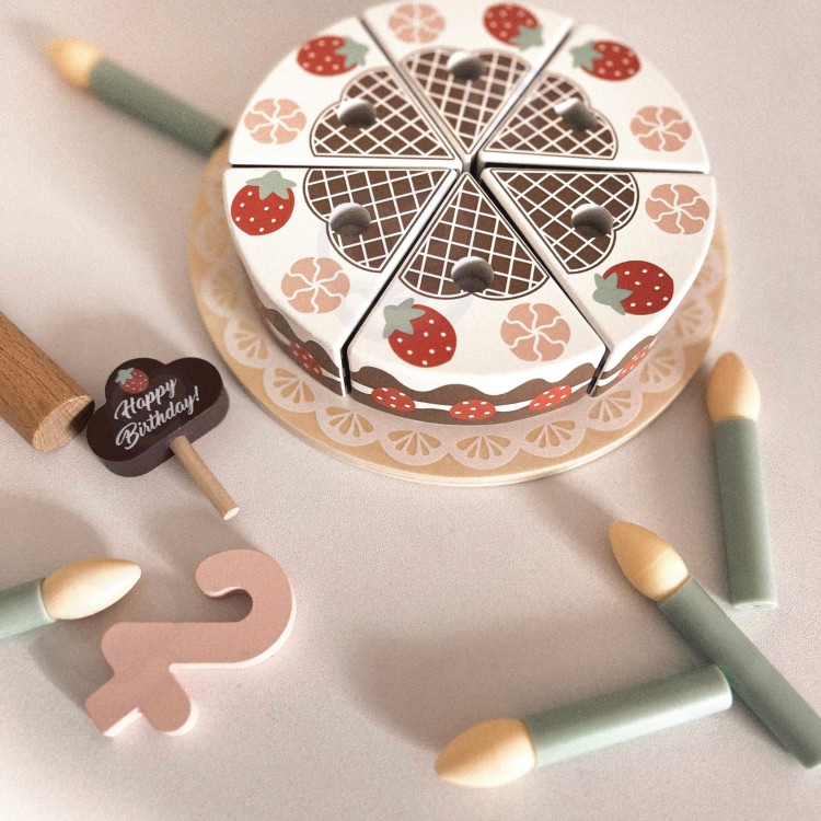 Tort Urodzinowy ze Świeczkami drewniany na rzepy TOOKY TOY