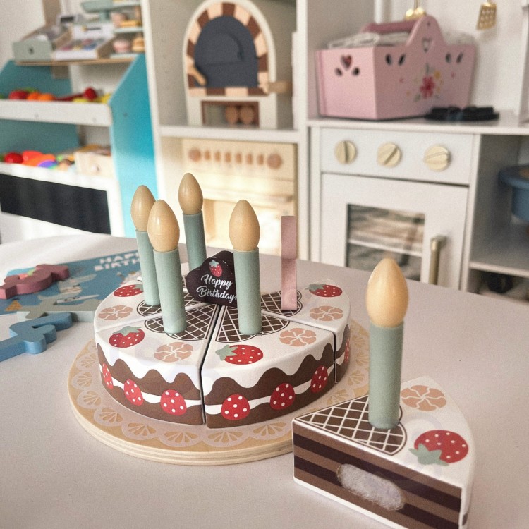 Tort Urodzinowy ze Świeczkami drewniany na rzepy TOOKY TOY