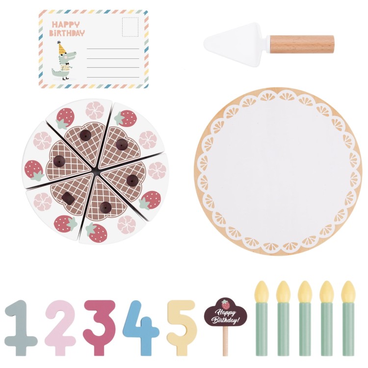 Tort Urodzinowy ze Świeczkami drewniany na rzepy TOOKY TOY