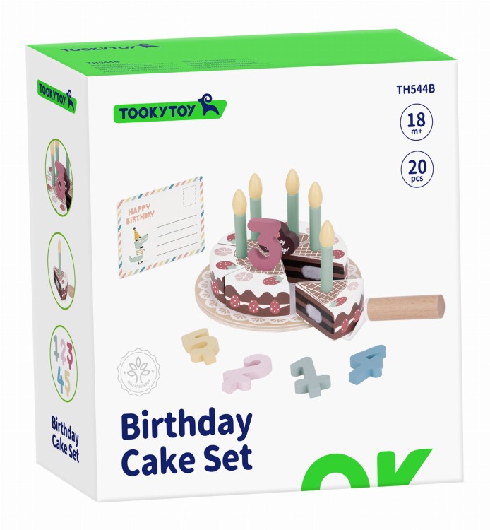 Tort Urodzinowy ze Świeczkami drewniany na rzepy TOOKY TOY