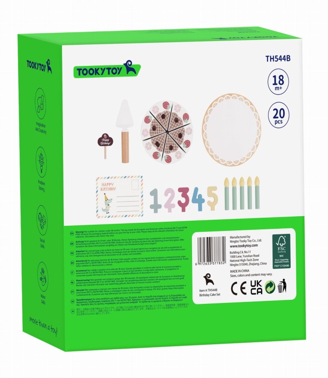 Tort Urodzinowy ze Świeczkami drewniany na rzepy TOOKY TOY