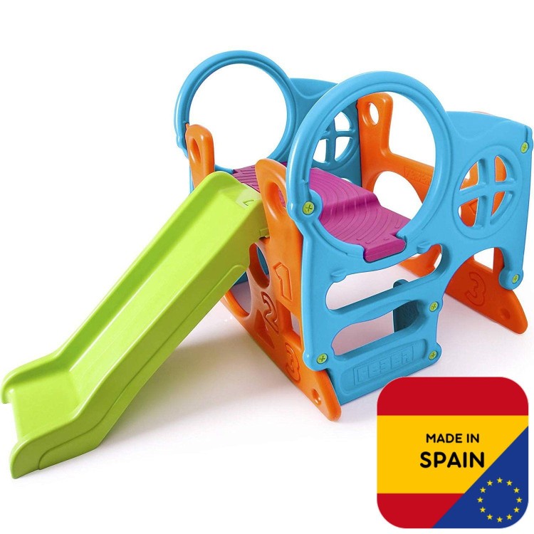 Duży Plac Zabaw Activity Center Zjeżdżalnia 100 cm Ścianka Wspinaczkowa Kształty FEBER