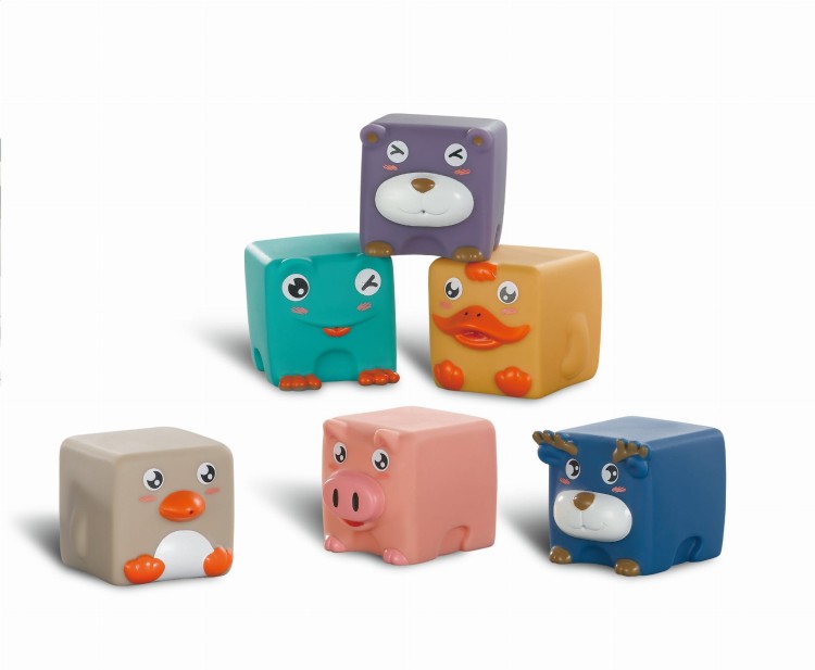 Klocki Sensoryczne Układanka do Ściskania Dźwięk Zwierzątka 12 el. WOOPIE BABY