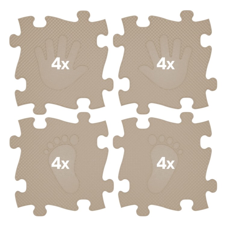 WOOPIE Mata Sensoryczna Ortopedyczna Puzzle Ręce i Nogi 16 el. - Kolor Beżowy