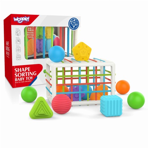 Elastyczna Kostka Sensoryczna Sorter dla Dzieci Kolorowe Kształty 13 el. WOOPIE BABY