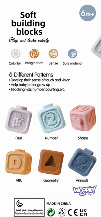 Zestaw Edukacyjna Piramdka Klocki Sensoryczne 2w1 Gryzak Cyferki WOOPIE BABY