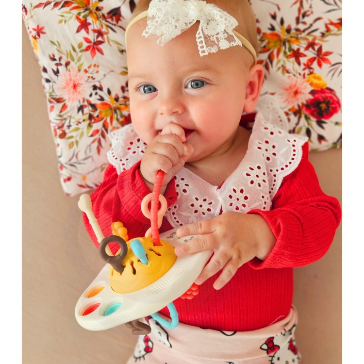 Zabawka Sensoryczna Montessori Gryzak Grzechotka Wielofunkcyjny UFO WOOPIE BABY