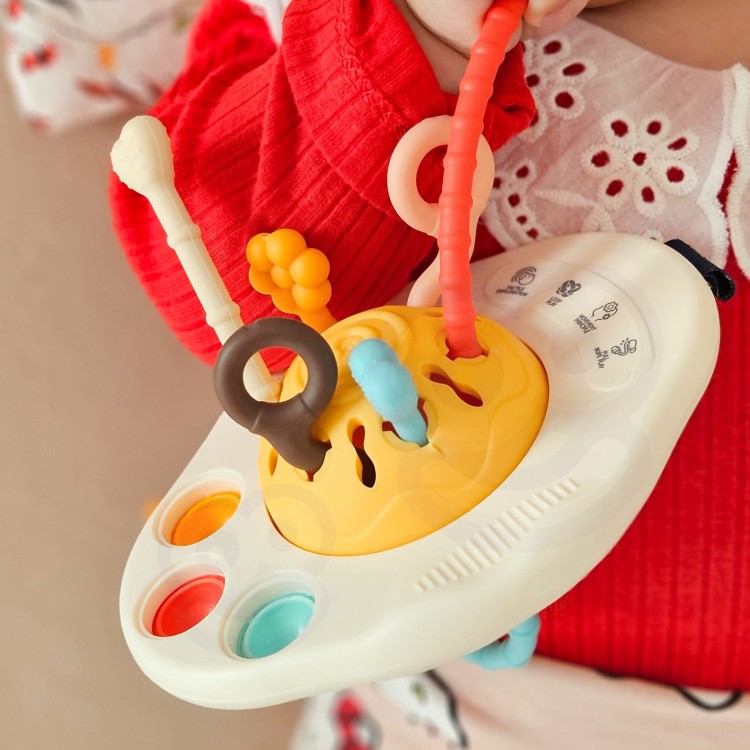 Zabawka Sensoryczna Montessori Gryzak Grzechotka Wielofunkcyjny UFO WOOPIE BABY