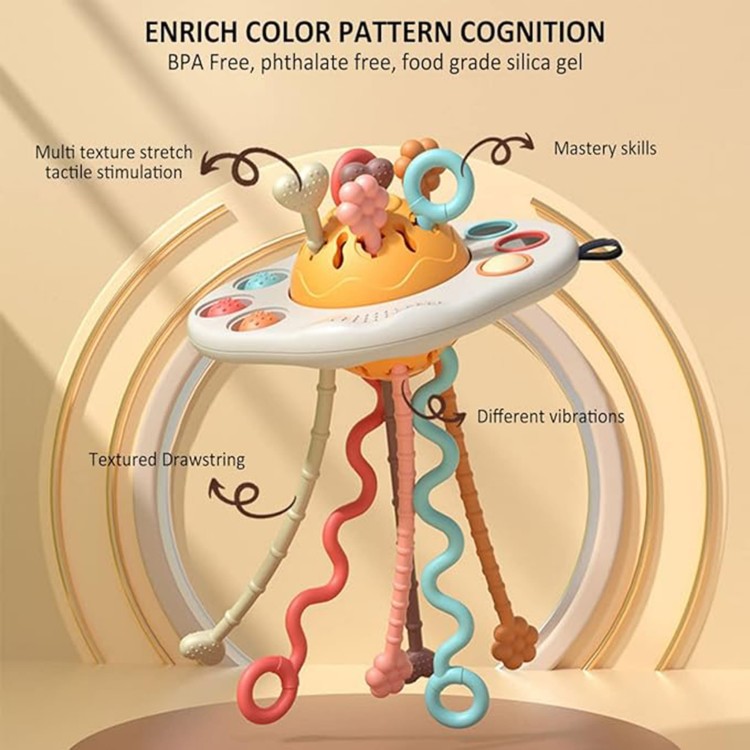 Zabawka Sensoryczna Montessori Gryzak Grzechotka Wielofunkcyjny UFO WOOPIE BABY