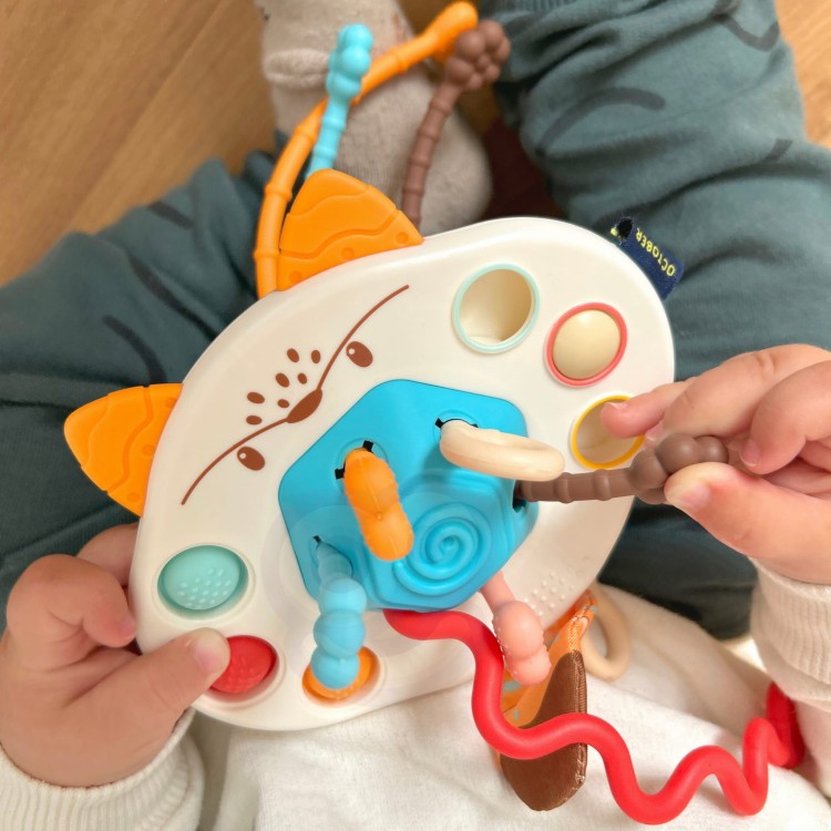 Zabawka Sensoryczna Montessori Gryzak Grzechotka Wielofunkcyjny Lis WOOPIE BABY