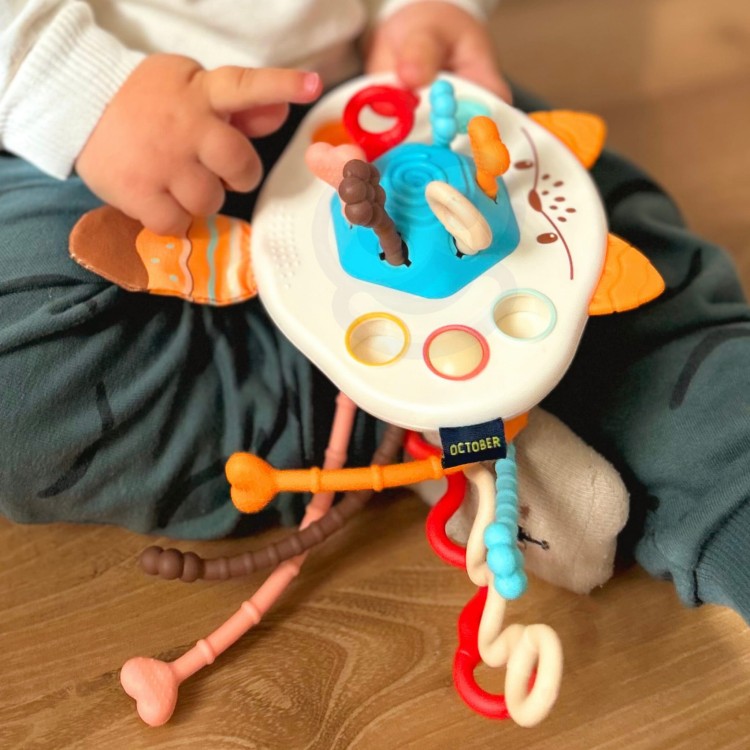 Zabawka Sensoryczna Montessori Gryzak Grzechotka Wielofunkcyjny Lis WOOPIE BABY