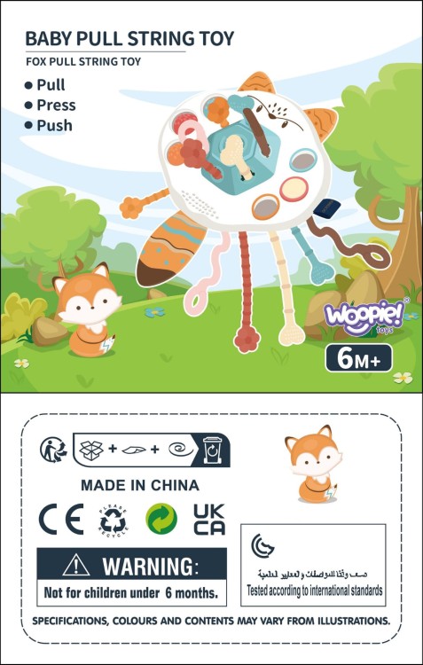 Zabawka Sensoryczna Montessori Gryzak Grzechotka Wielofunkcyjny Lis WOOPIE BABY