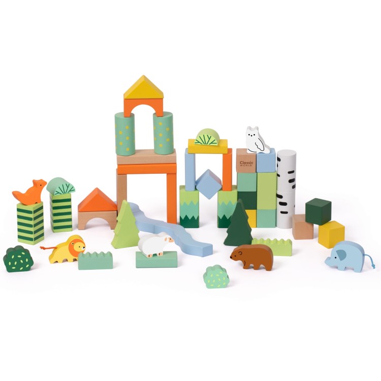 Zestaw Drewnianych Klocków Leśny Świat 50 el.