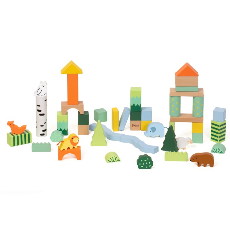 Zestaw Drewnianych Klocków Leśny Świat 50 el.