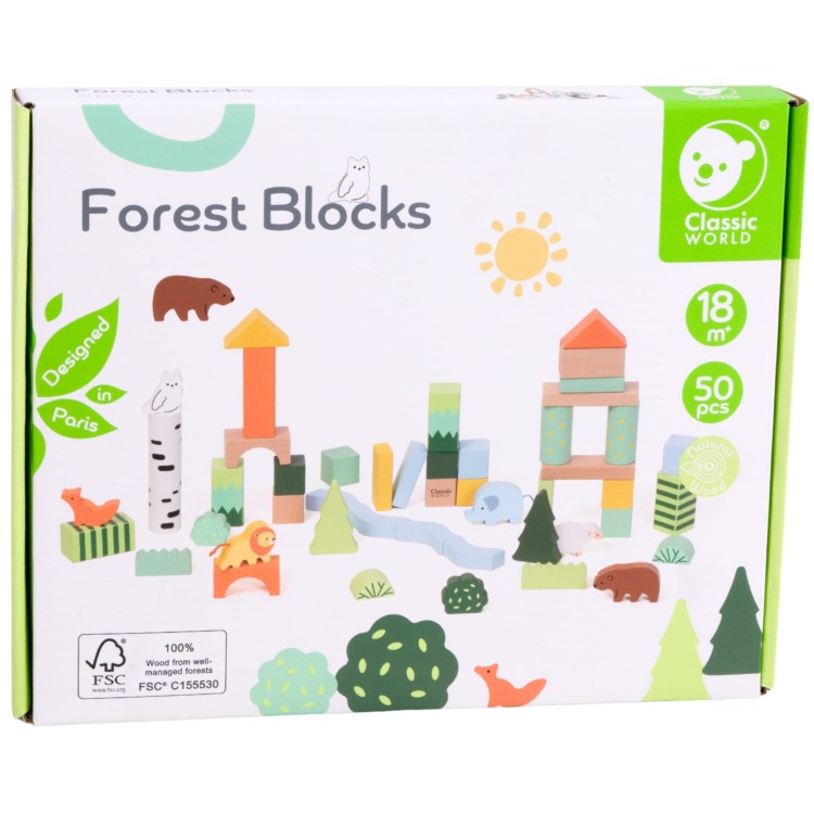 Zestaw Drewnianych Klocków Leśny Świat 50 el.