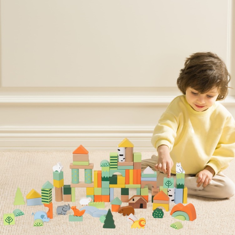 Zestaw Drewnianych Klocków Leśny Świat 100 el.