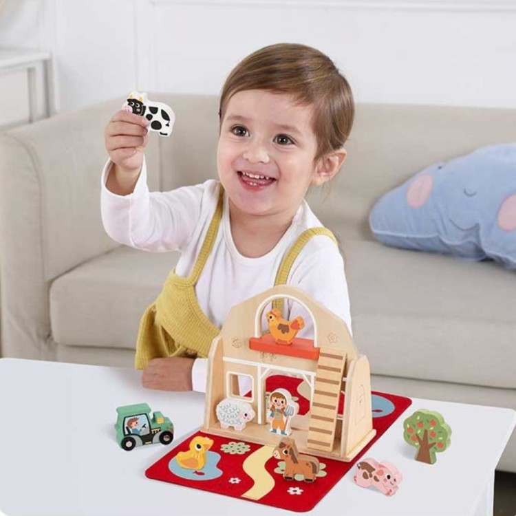 Drewniana Składana Farma w Walizce ze Zwierzątkami TOOKY TOY