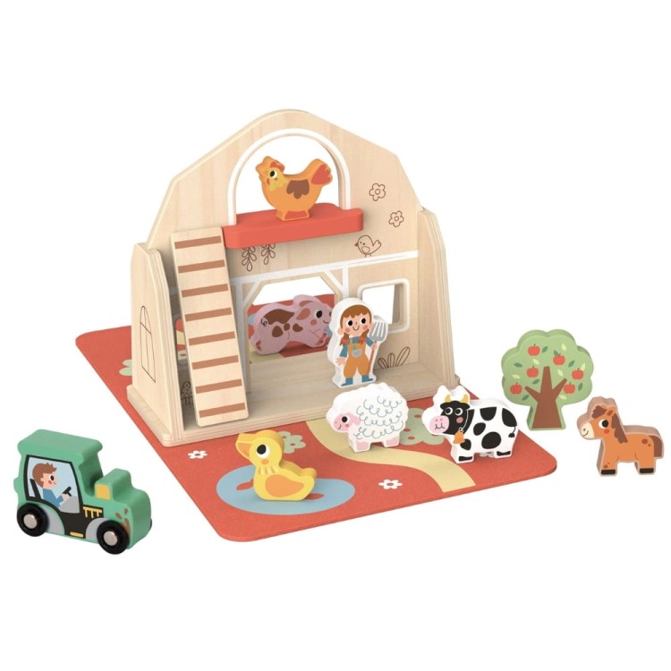 Drewniana Składana Farma w Walizce ze Zwierzątkami TOOKY TOY