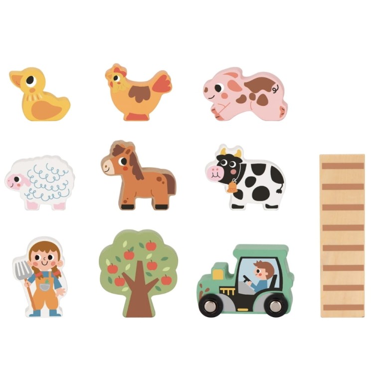 Drewniana Składana Farma w Walizce ze Zwierzątkami TOOKY TOY