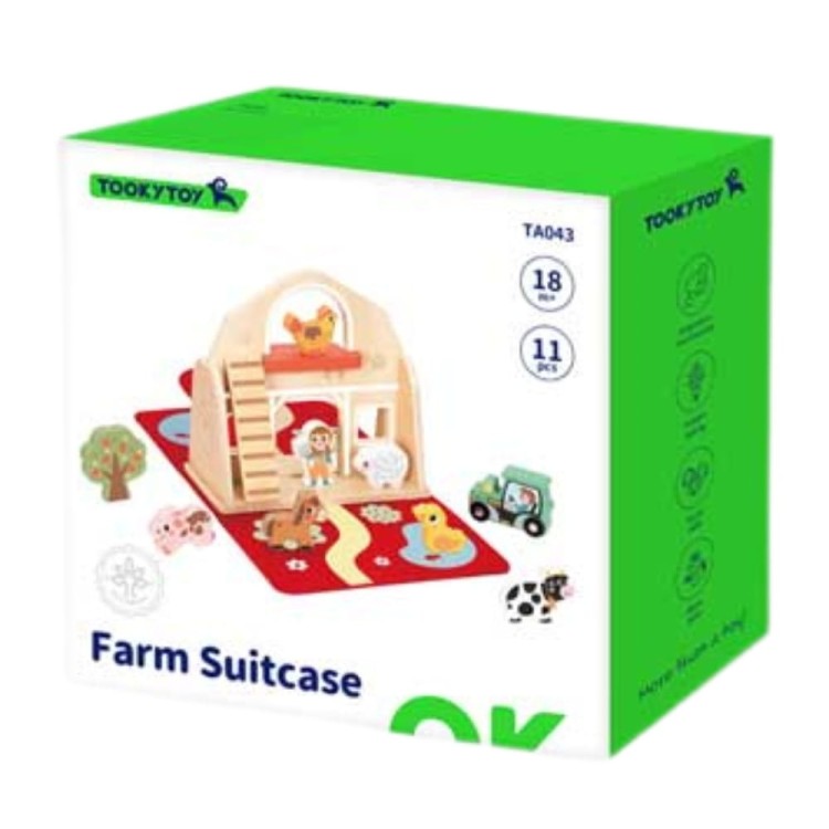 Drewniana Składana Farma w Walizce ze Zwierzątkami TOOKY TOY