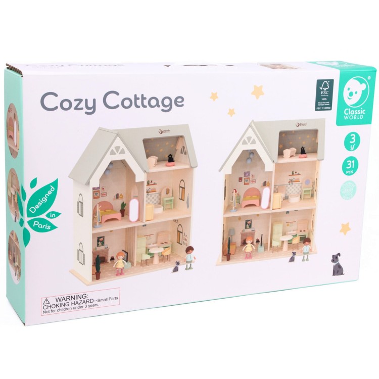 Wielki Drewniany Domek dla Lalek z mebelkami