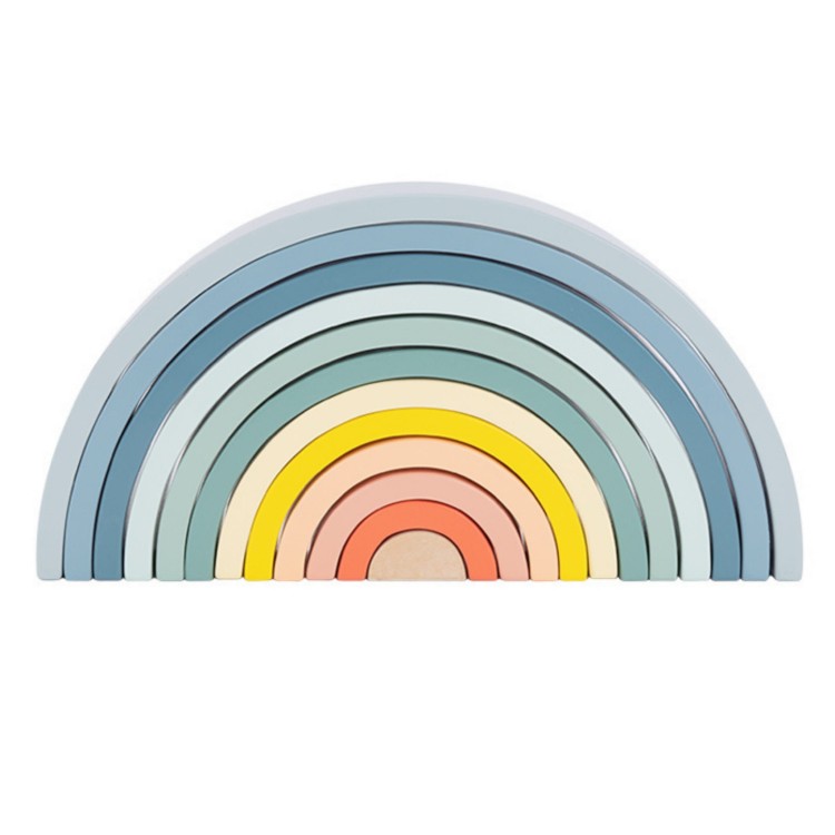 Pastelowa Układanka Drewniane Klocki Montessori Tęcza