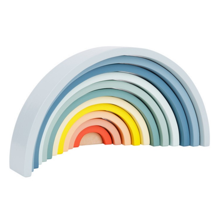 Pastelowa Układanka Drewniane Klocki Montessori Tęcza