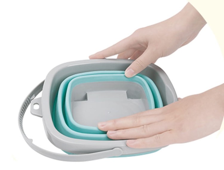 Zestaw Wiaderko Składane z Grabkami Łopatką Niebieskie WOOPIE