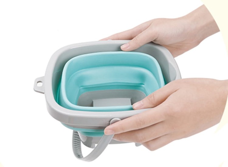 Zestaw Wiaderko Składane z Grabkami Łopatką Niebieskie WOOPIE