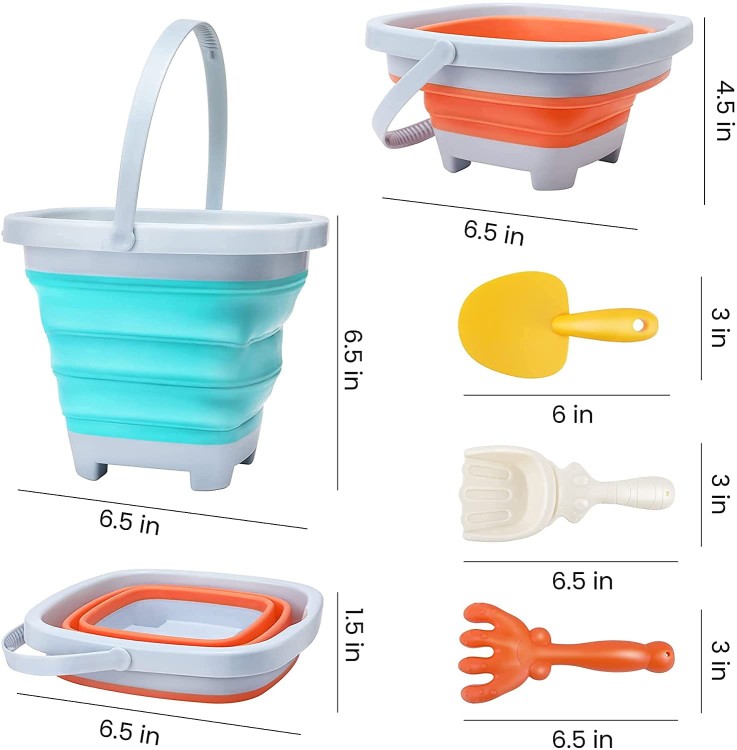 Zestaw Wiaderko Składane z Grabkami Łopatką Niebieskie WOOPIE