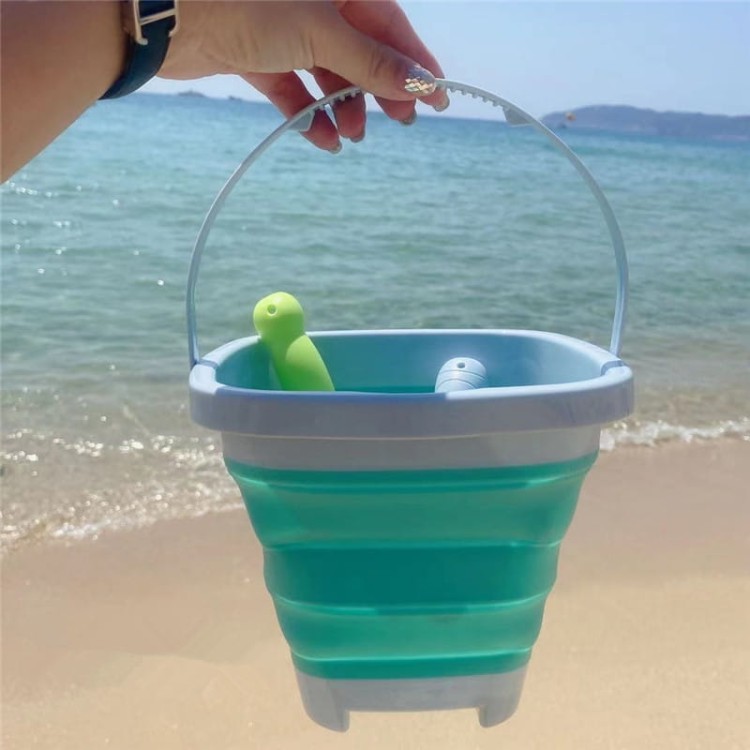 Zestaw Wiaderko Składane z Grabkami Łopatką Niebieskie WOOPIE