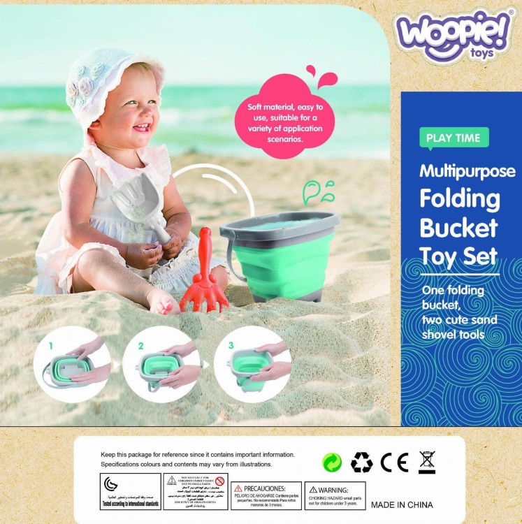 Zestaw Wiaderko Składane z Grabkami Łopatką Niebieskie WOOPIE