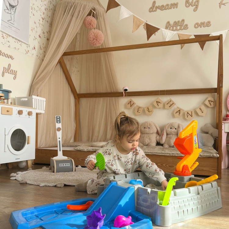 Przenośna Piaskownica Zamek Zamykana + 9 akc. WOOPIE