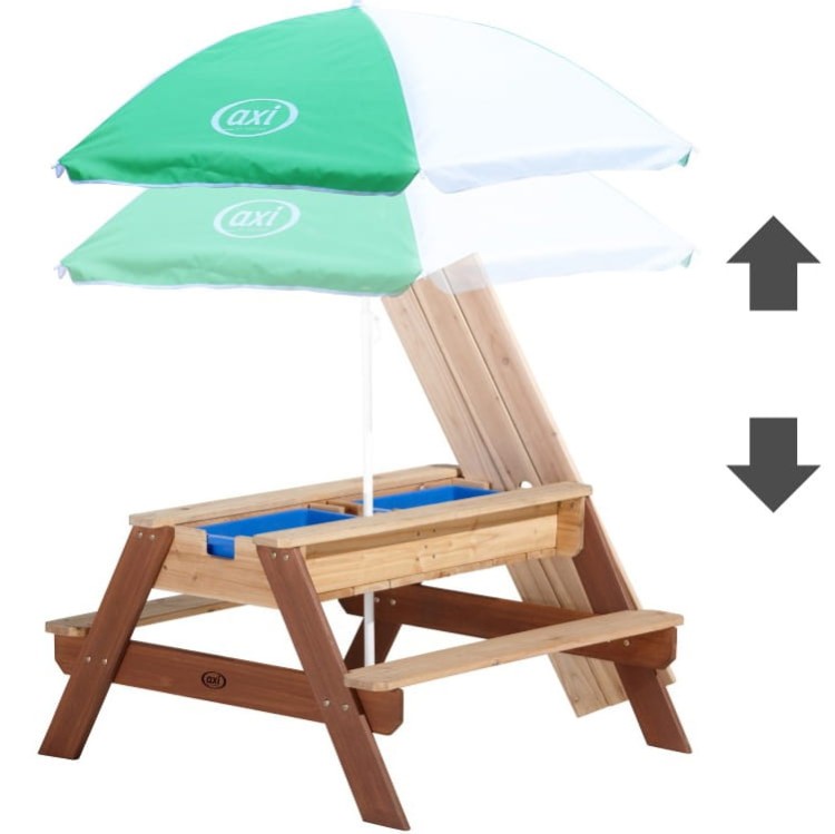 Stół Piknikowy Nick z Ławką i Parasolem oraz Pojemnikami na Wodę/Piasek