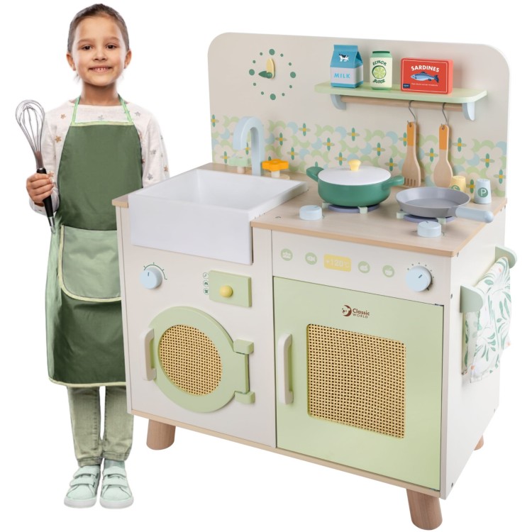 Drewniana Kuchnia XXL Wielofunkcyjna z Pralką i Akcesoriami CLASSIC WORLD