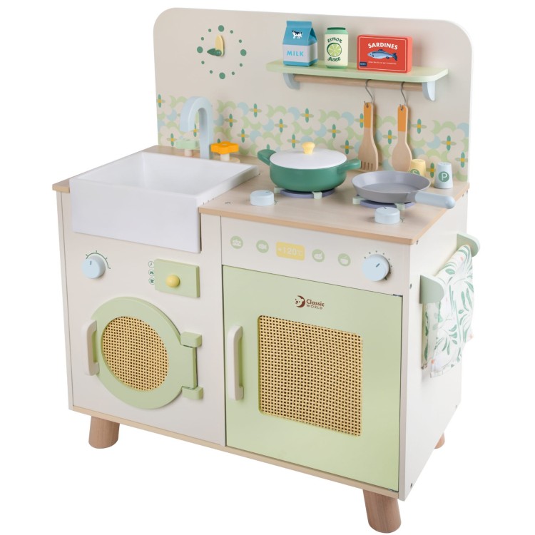 Drewniana Kuchnia XXL Wielofunkcyjna z Pralką i Akcesoriami CLASSIC WORLD